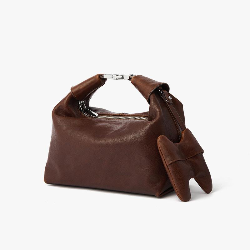 

Нишевый дизайн сумка-пельмень первый слой кристалл растительного дубления коровья кожа сумочка ретро мода плечевая сумка мессенджер женская темно-коричневого