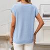 Women's Fashionable Solid Color V Neck  Short Sleeved Pullover T-shirt Top
