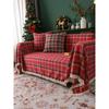 Tassel Christmas Sofa Cover, Universal Breathable Lightweight Farmhouse Bedcover for Pets Kids Couch Living Room Home Decoration