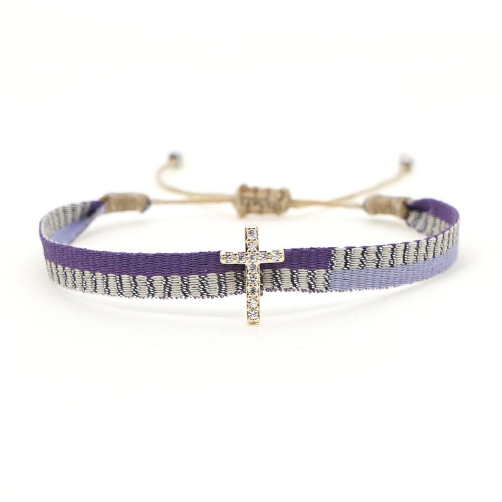 Retro Pattern Bohemian Spanish Court Hand-Woven Bracelet with Micro-Inlay