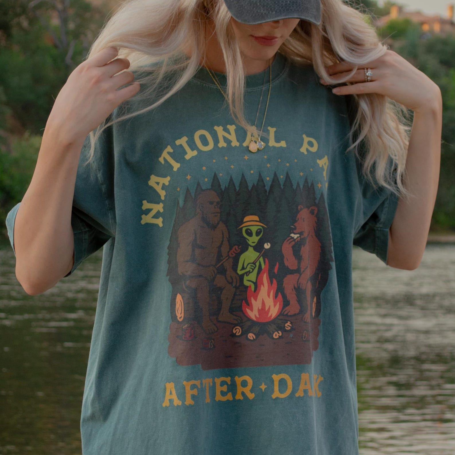 National Park After Dark T-Shirt, National Park Shirt, 100% Cotton CC1717 Unisex Funny Camping Shirt, BigFoot Shirt, Alien Hiking Shirt 3XL