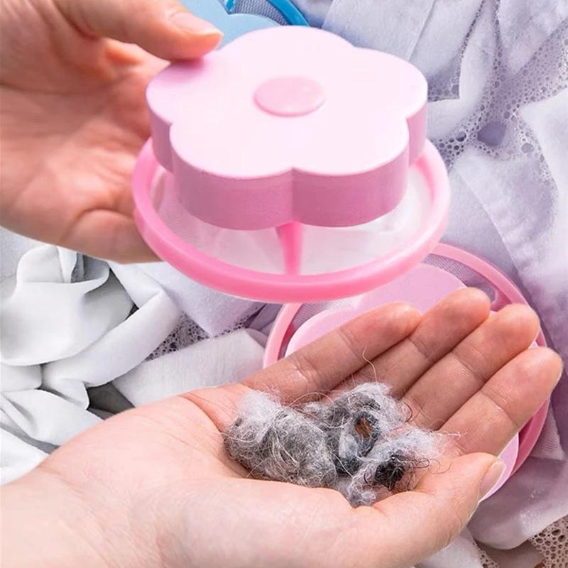 Washing Machine Hair Lint Filter Floating Pet Fur Lint Hair Removal Catcher Reusable Mesh Dirty Collection Pouch Cleaning Balls