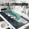 Lofi Cat Green Plant Gaming Mouse Pad PC Accessories NonSlip Waterproof Rubber Keyboard Table Mats for Office Laptop Home Desk