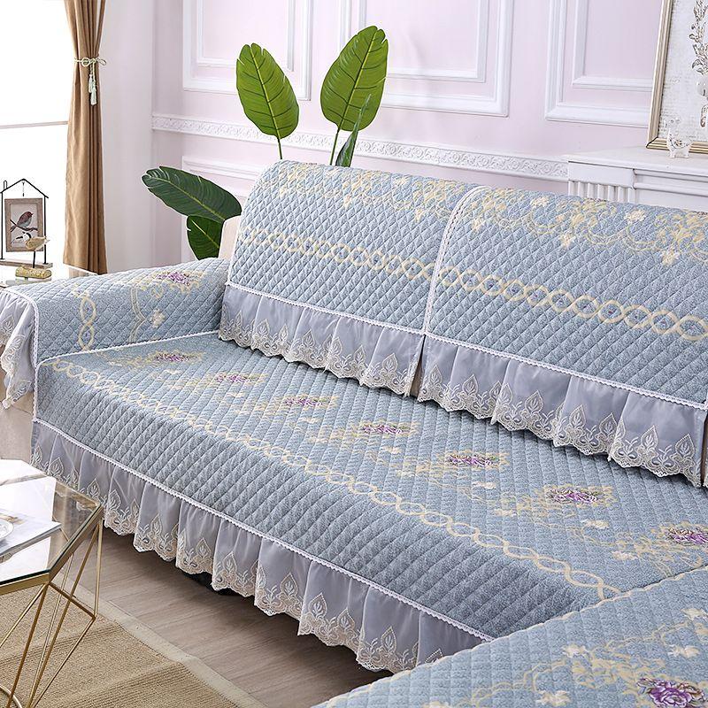 

Ткань для чехла дивана Нескользящая Подушка для дивана Четыре сезона Универсальная Ткань-полотенце для чехла дивана Европейский стиль Чехол для дивана Все включено Высококачественный чехол Flowers Bloom (blue) 90X70cm