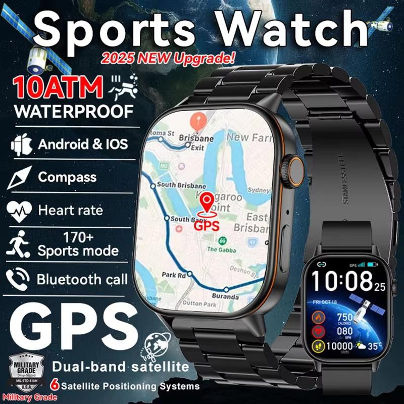 2025 Nové Vojenské Dvoupásmové GNSS GPS Chytré hodinky Kompas 10ATM Vodotěsné Bluetooth Hovor Srdeční tep Sportovní Chytré hodinky Pro Xiaomi