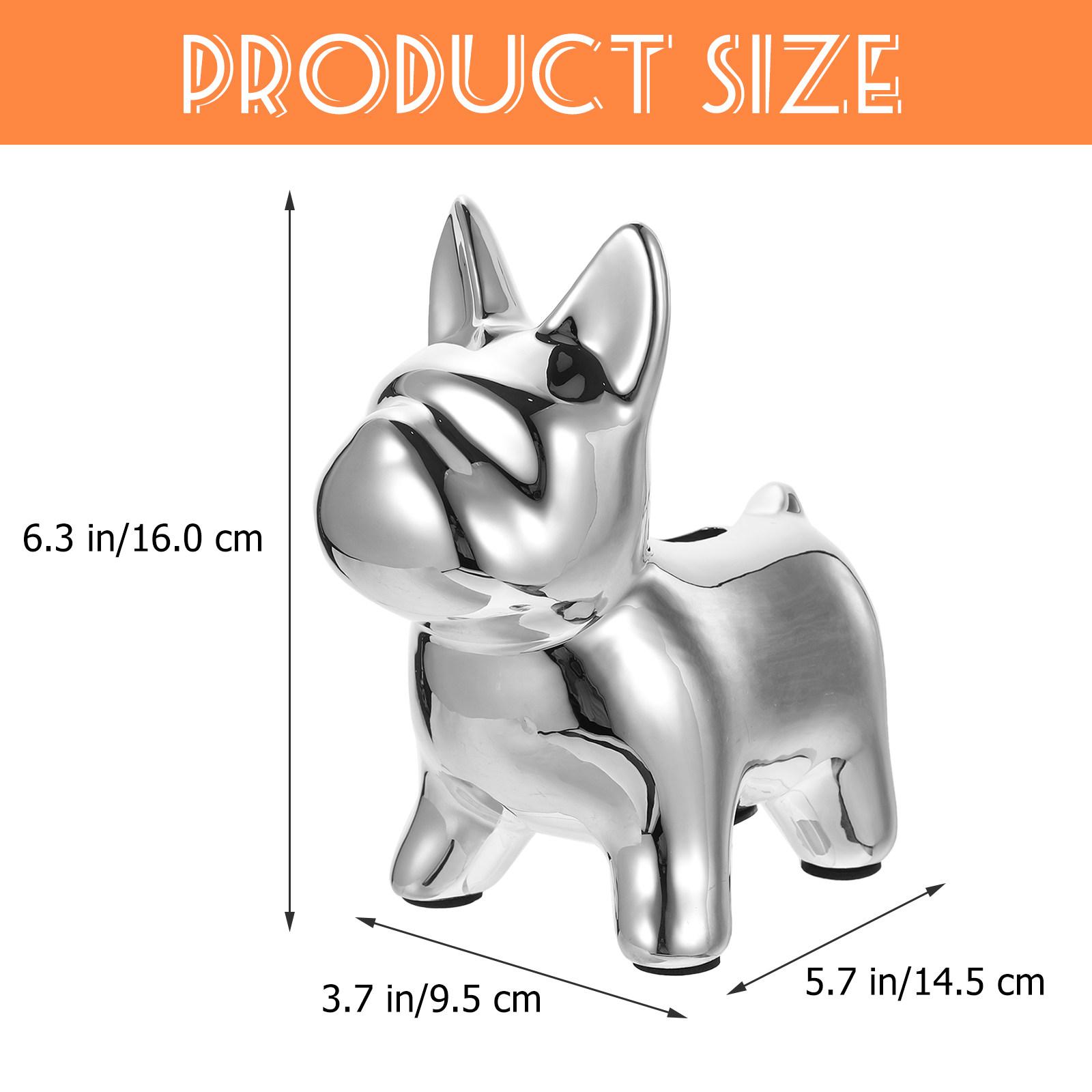 

Ceramic Dog Piggy Bank Coin Jar Lovely Money Box Tabletop Decoration Creative Savings Pot for Birthday Christmas серебряный