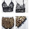 Leopard Print Sex Underwear Sexy Lace Suspender Pattern Shorts Charm Simulation Silk Set
