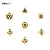 7 Pcs Golden Black Tree Stump Root Metal Dice Solid Metal Polyhedral Dice Suitable for Role-Playing RPG  Board Game Card Game
