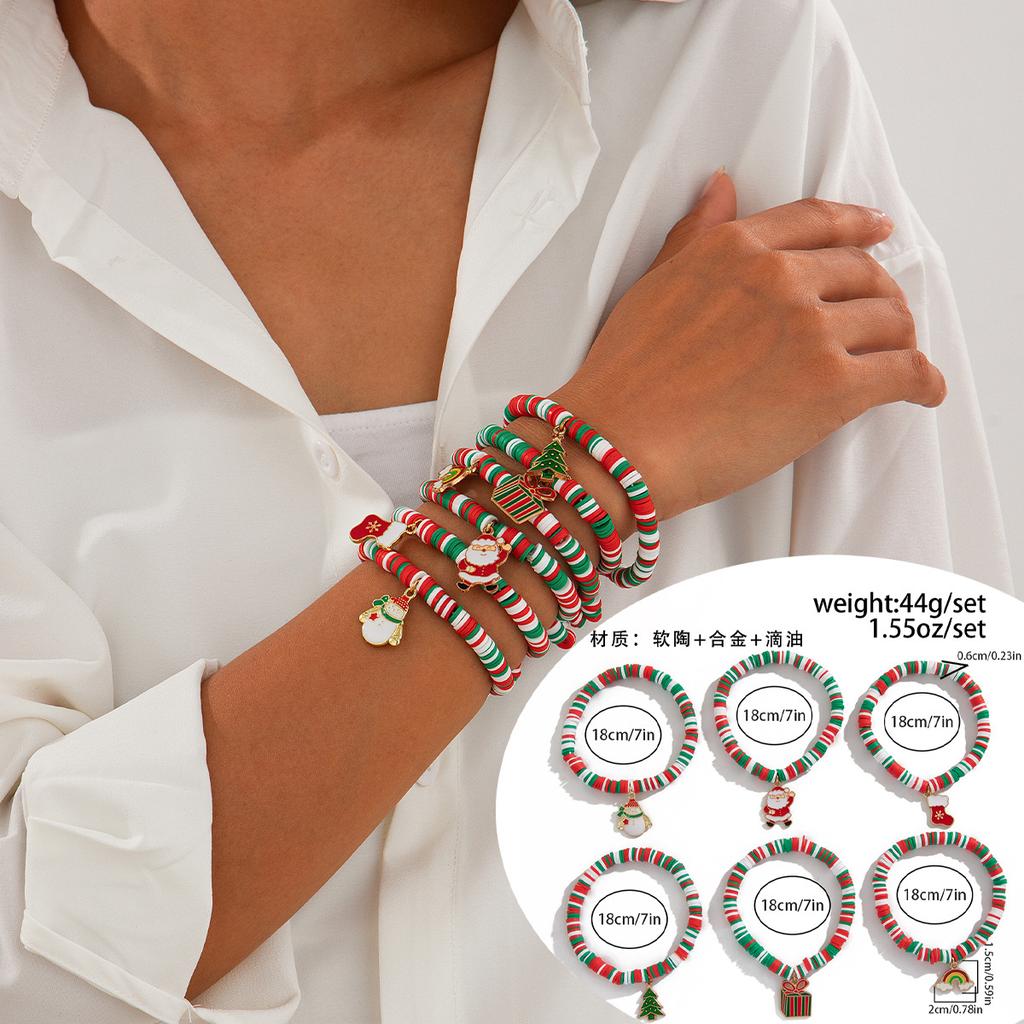 Christmas elk soft pottery colorful soft pottery bracelet jewelry, niche letter elastic jewelry set