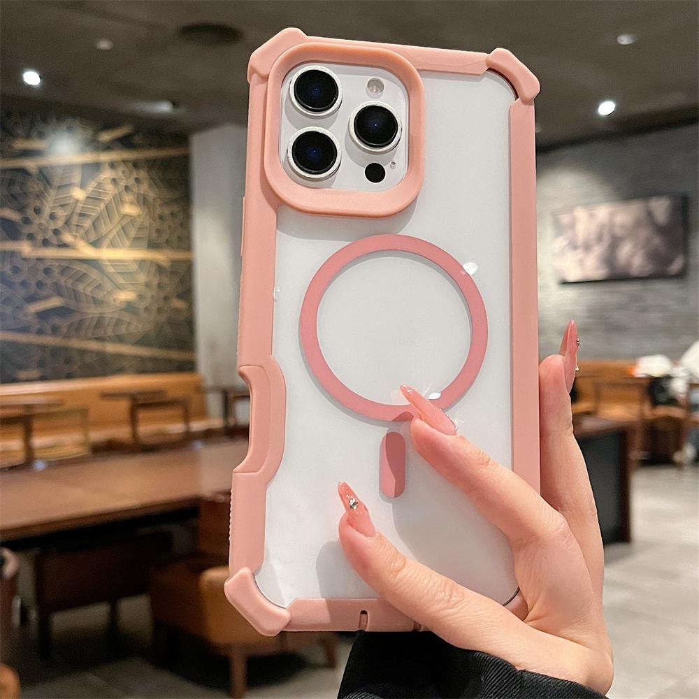 Magsafe Magnetic Clear Case for iPhone 16 15 14 Plus 13 12 11 Pro Max Wireless Charging Shockproof Fall Prevention Back Cover