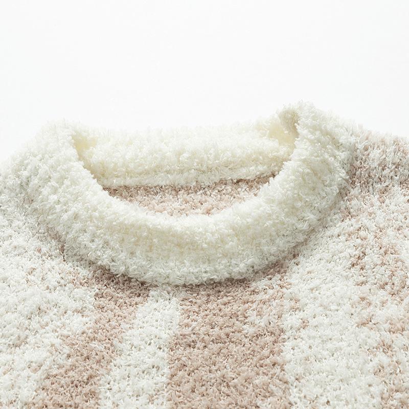 Autumn and Winter Gradient Mink Sweater Men Round Neck Pullover Sweater Men New Style Gradient Inner Base Knitted