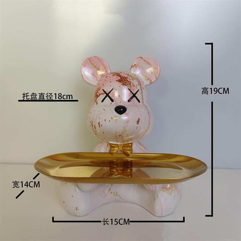 [2025 New] Cartoon Bear Tray Decor - Luxury Entryway Key Organizer, Multi-Function Resin Catchall for Living Room