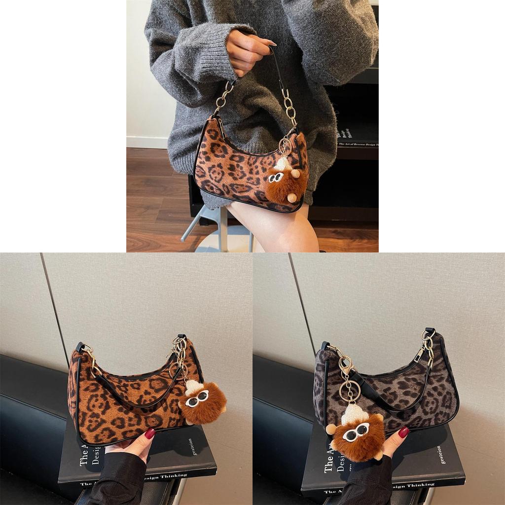 New Moon Underarm Bag For Women With Plush Fabric Street Style Crossbody Purse For Casual Daily Use