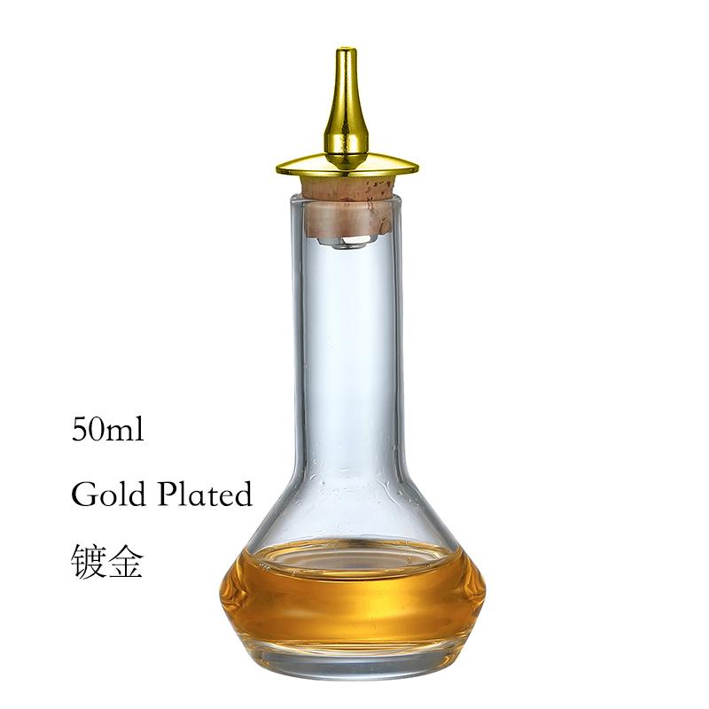 Bouteille en Verre de 50 ml pour Bitters de Cocktail - avec Bouchon Doseur en Acier Inoxydable, Design Cage à Oiseaux pour Mixologue Professionnel
