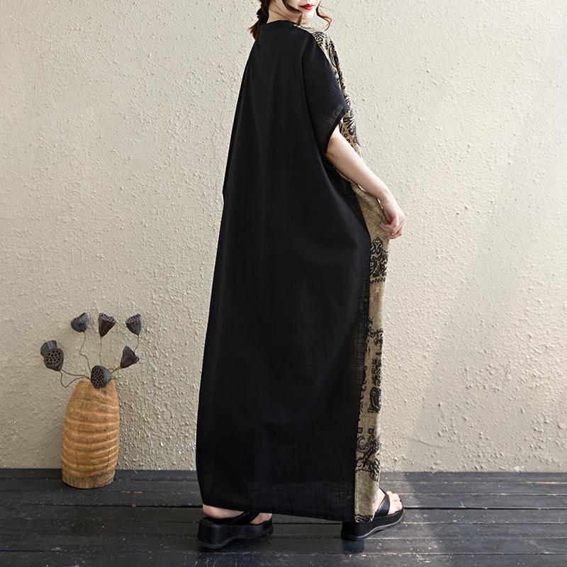 DIMANAF 2025 Summer Plus Size Dress Basic Women Casual Loose Long Vintage New Oversized Floral Dress Maxi