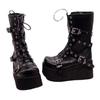Large Size Women's Boots Punk Belt Buckle Platform Tall Boots Women's Martin Boots