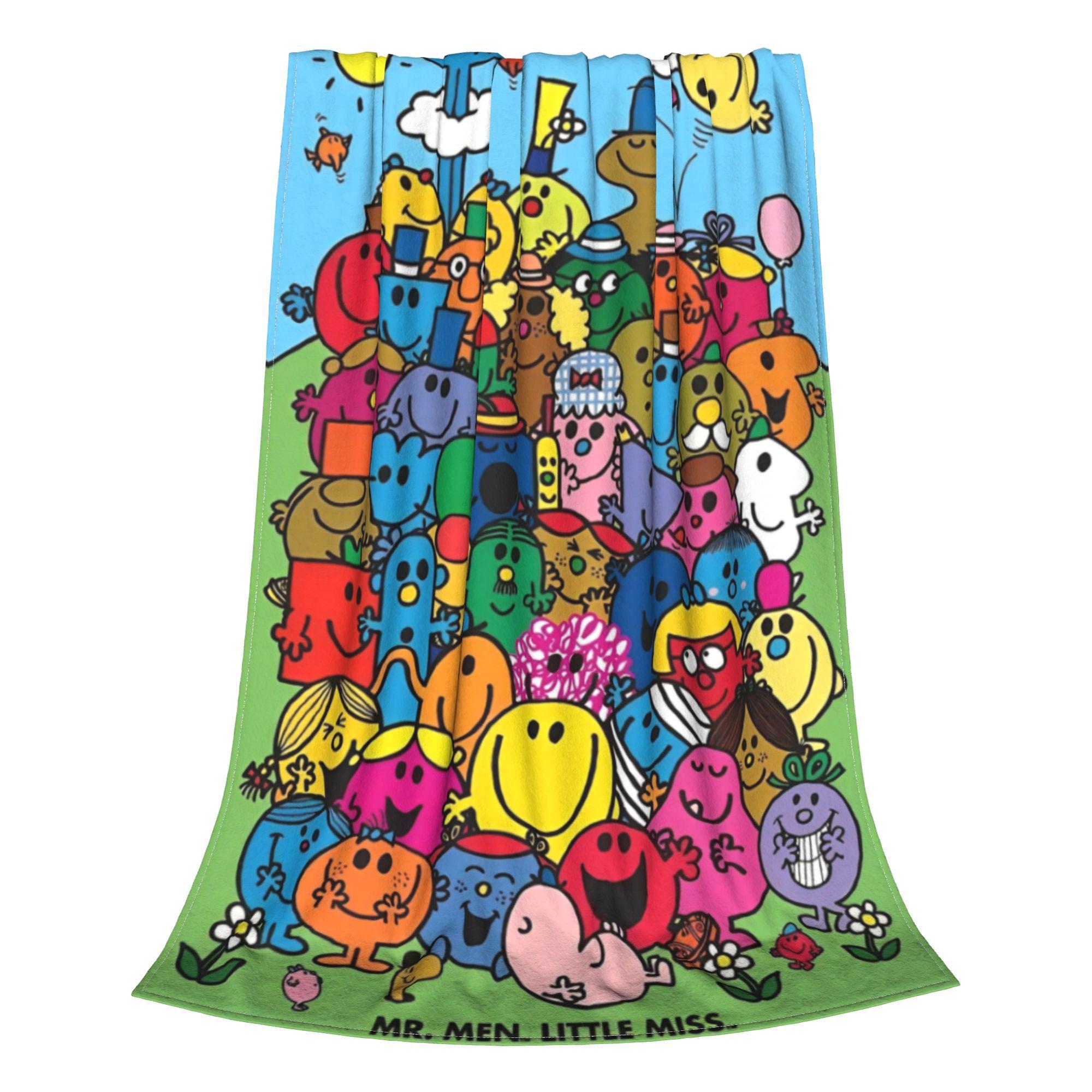 

Mr M-Men Cartoon Little M-Miss Flannel Blankets Happy Sunshine Fashion Throw Blanket for Bedding Lounge 125*100cm Rug Piece Soft 200x150cm 80x60in
