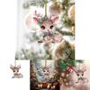Christmas Acrylic Car Pendant With Butterfly Knot Bell Print Deer For Holiday Decor
