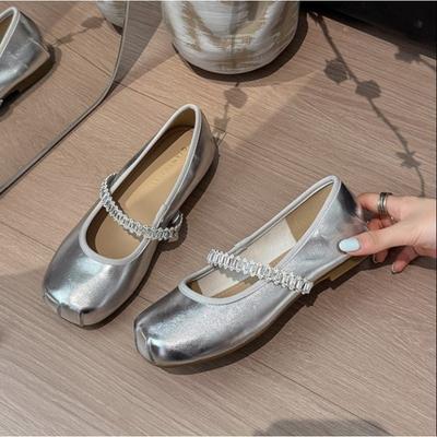 2025 neuer Stil Jane Schuhe Quadratische Zehenpartie rutschfeste Slipper für Damen Große Größe formelle Damenschuhe für Bankette