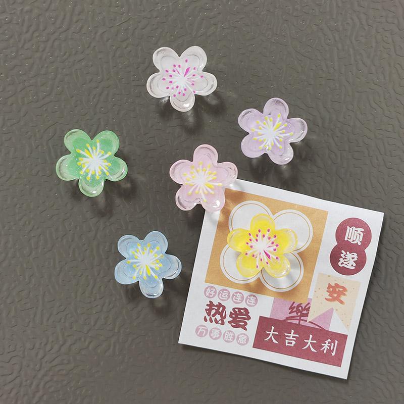 5pcs Flower Blossom Sakura Refrigerator Magnets Home Decor Arts Accessory Cute Fridge Magnetic Whiteboard Message Note Sticker