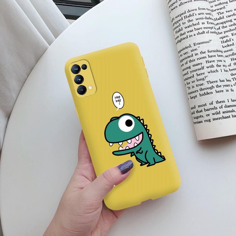 For Oppo Reno5 Pro Case Cute Cat Cactus Painted Soft Silicone Back Cover For Oppo Reno 4 5 Reno4 Reno5 Pro 5G Phone Cases Bumper