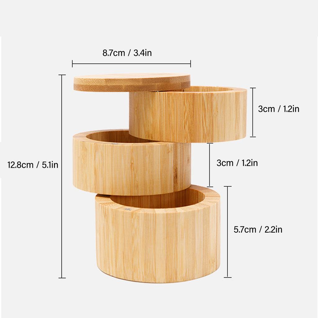 Home 3 Tier Bamboo Wood Container 3 Tier Seasoning Container Bamboo Wood Seasoning Organizer