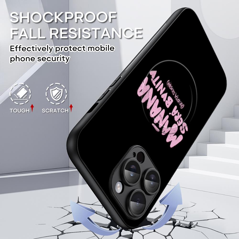 Cute pink Manana poster pattern design Phone Case For iPhone 17 16 15 14 13 12 Plus Pro Max  High-end Luxury Magsafe Sheepskin