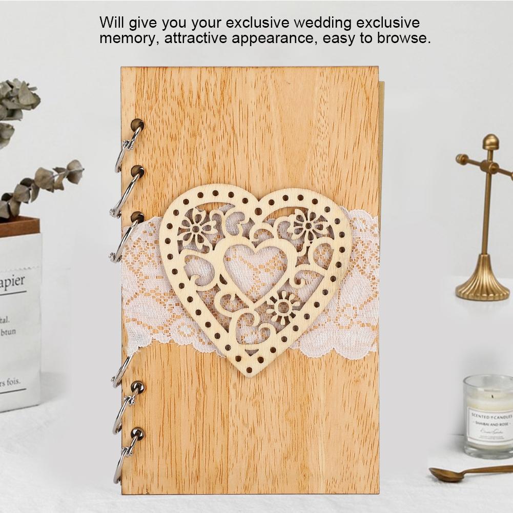 Wooden Guest Book Memorable Signature Message Notebooks Gift For Wedding PartyJM00431