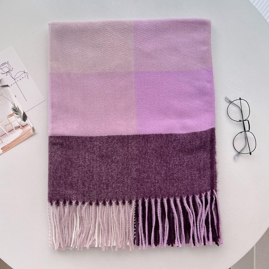 Scarf New imitation cashmere color plaid scarf female Korean version autumn and winter plaid scarf fringed shawl scarf