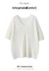 25 Early Autumn Women's V-neck Short Sleeve 100% Pure Cashmere Sweater with Gold Thread Dots - Chic and Versatile