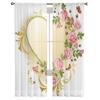 Love Pink Rose Butterfly Sheer Curtains for Bedroom Living Room Voile Window Curtains Tulle Curtains for Kids Room