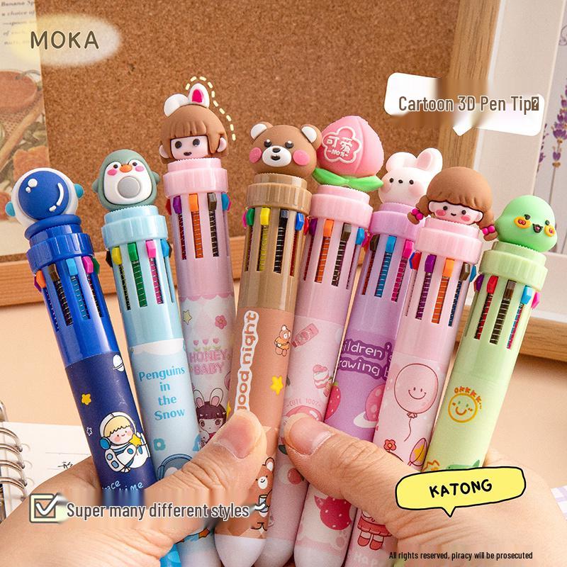 10-Color Cartoon Multi-function Ballpoint Pen for Students
