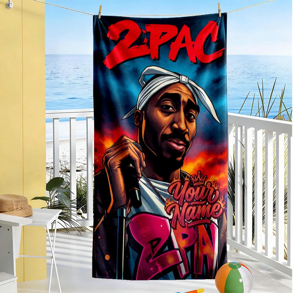 2pac Personalized Name Beach Towel Super Soft Microfiber Quickdry Fabric Portable for SwimmingBeachCamping Travel Beach AccessoriesGym