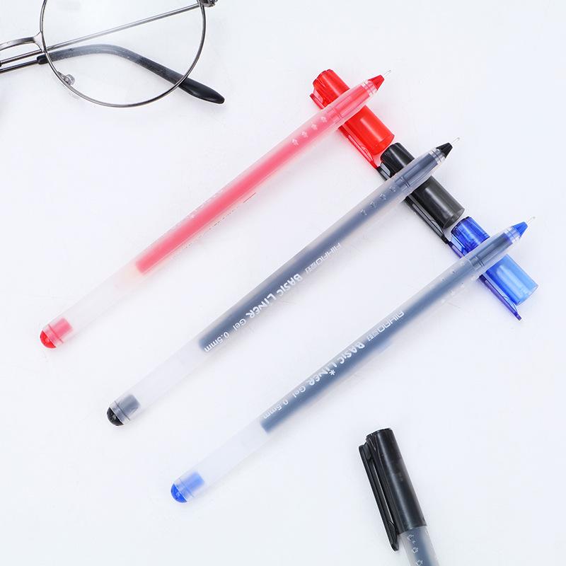 Hobby Stationery Gel Pen 8761 - 0.5mm Tip, Black/Blue/Red Ink, Cap-Off Signature & Study Pen