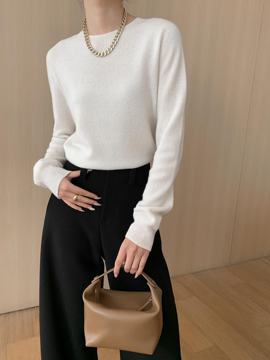 

Sinan Seamless Wool Round Neck Sweater - Autumn/Winter 2024 (SN6145) 2XL белый