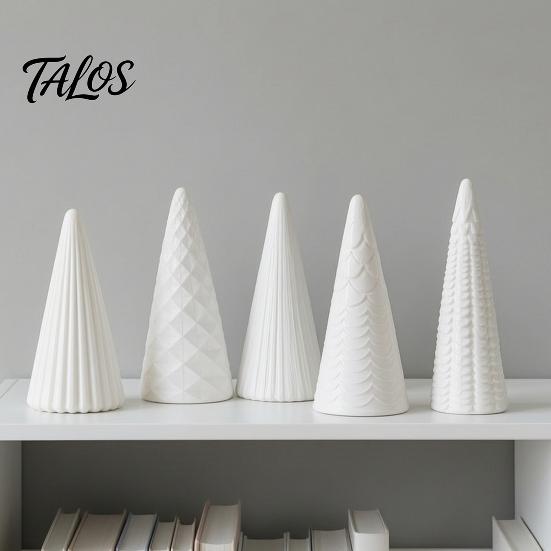 Christmas Tree Decorations Set 5Pcs Illuminated With/No LED Lights, Nordic Style Luminous Desktop Holiday Ornaments Tabletop Ornaments, Cone for Home