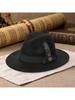 Elegant Wide Brim Fedora Hat With Feather And Belt For Party Festival