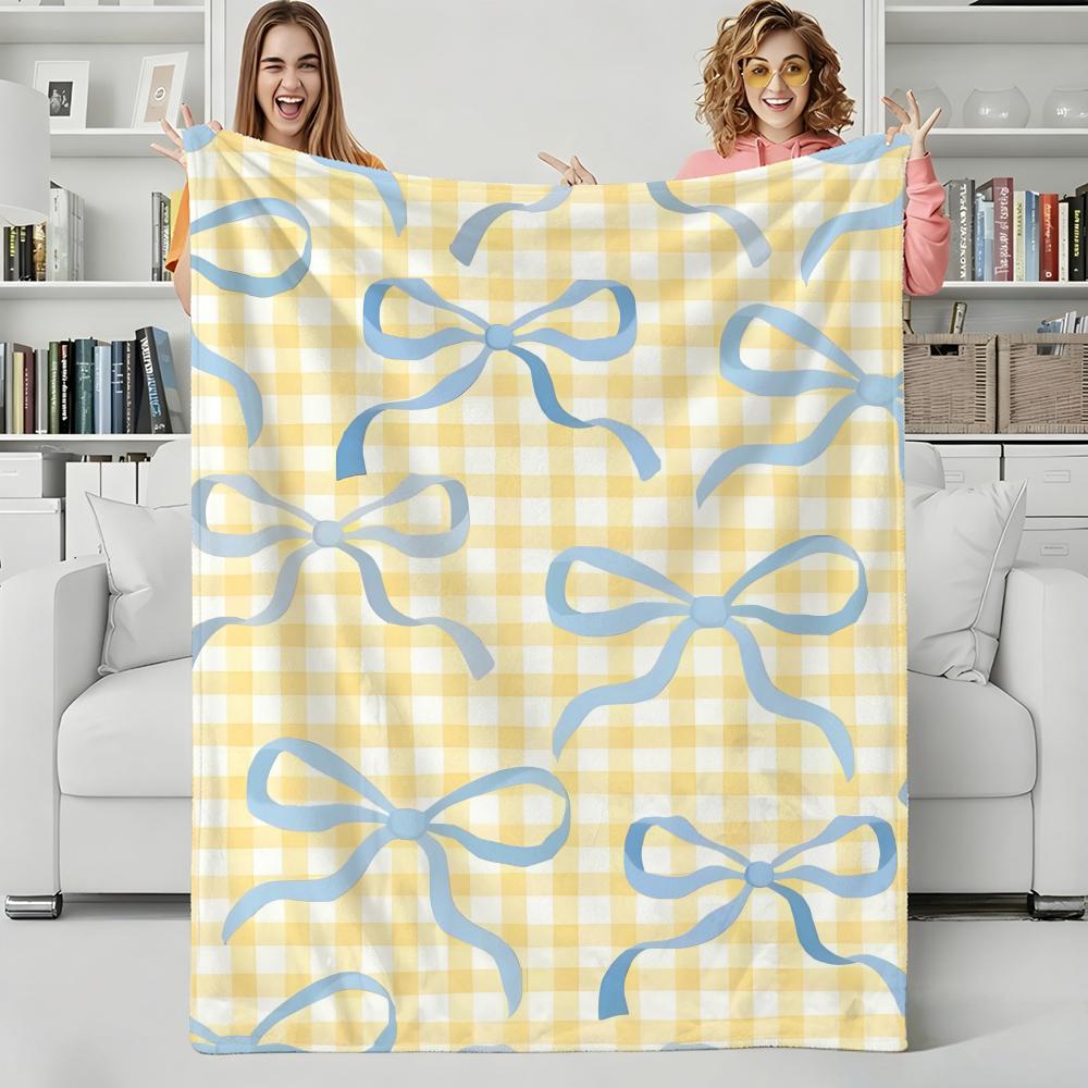 Decor B-Bowknots Throw Flannel Blanket Perfect for Sofa Office Bed Travel Sleep Read Relax Camping four season use