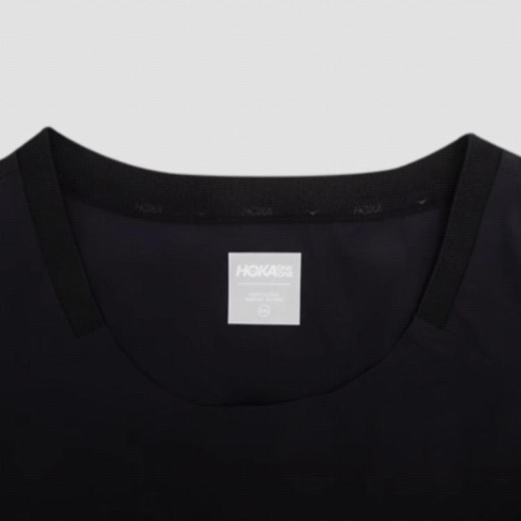 HOKA One One Outdoor Tech Woven Short Sleeve T-Shirt Men Tops Black 1173655