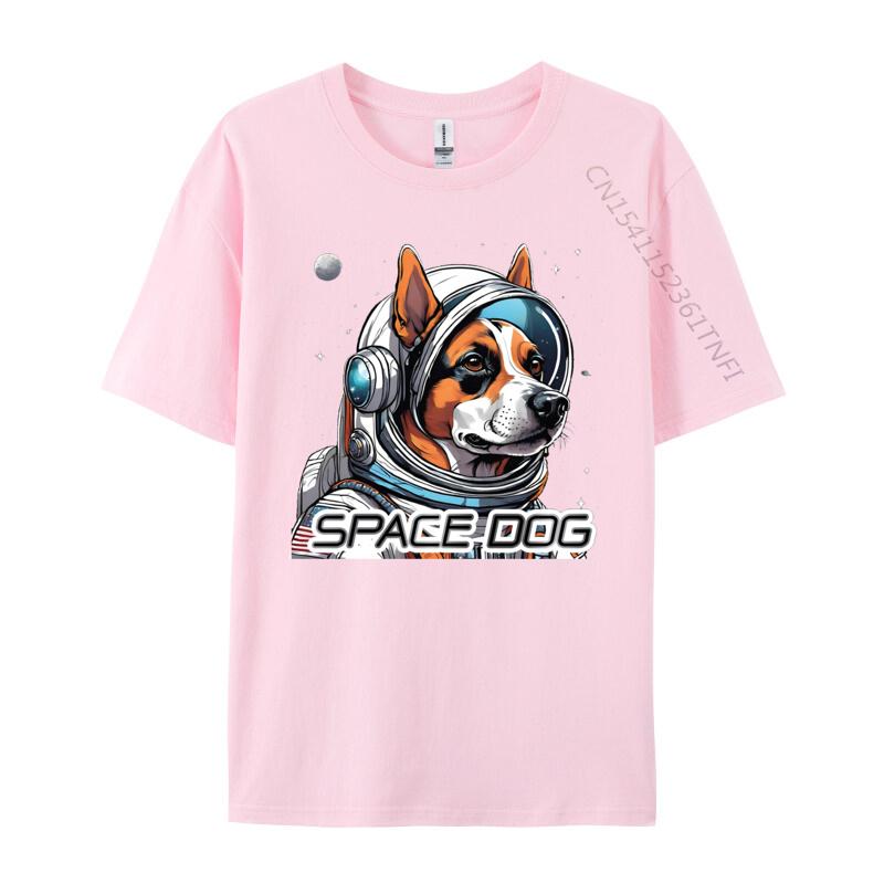 Astronaut Dog Tshirt Tops Tees Dog In Space Tshirts Design Cotton Fabric Young Tops Tees Good Quality