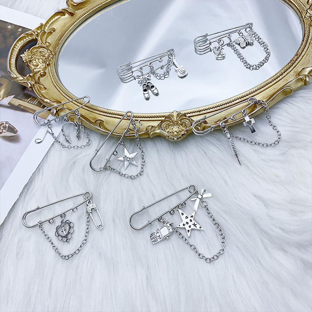 Women Brooch Pins Tightening Waistband Waist Tightener Cross Tassels Chain Clip
