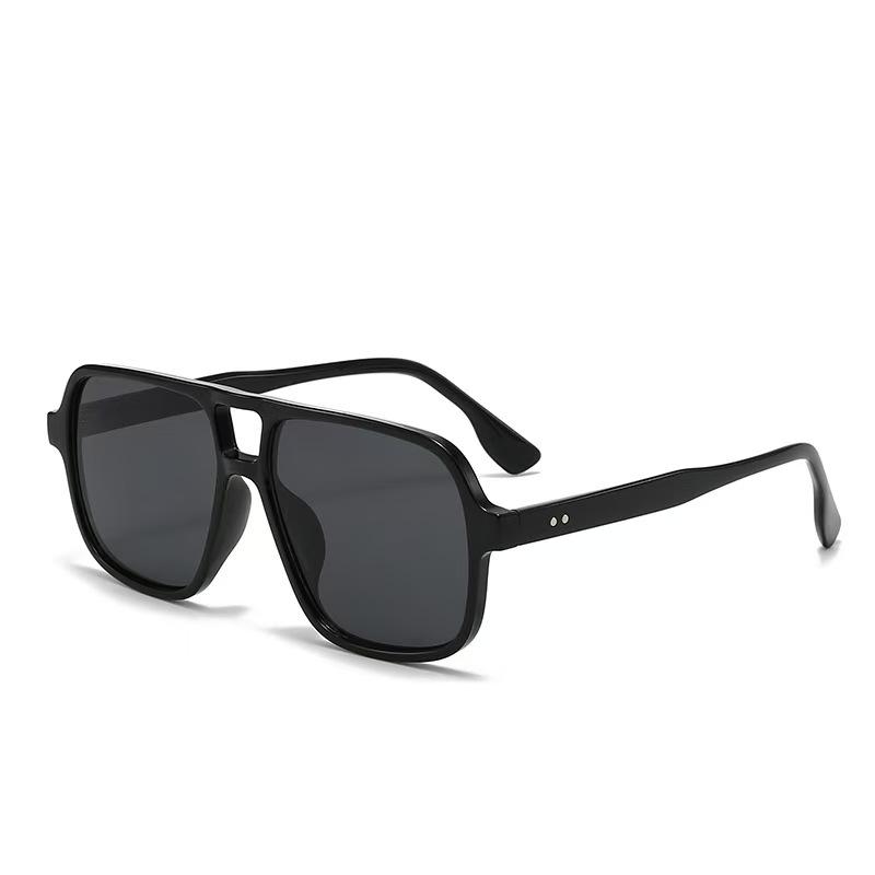 Trendy Double Bridges Sunglasses for Women Men Square UV400 Protection Streetwear Eyewear Fashion Sun Glasses
