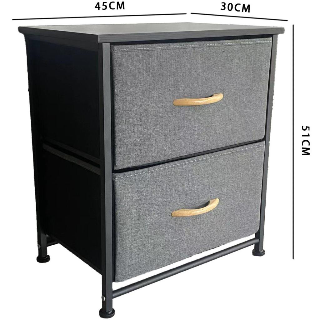 Modern Solid Wood Bedside Cabinet, Multi-Tier Double Drawer Nightstand, Freestanding Storage Unit,  Large-Capacity Organizer