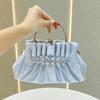 Pu Clutch Bag For Women With Embellished Rhinestones And Folded Design For Evening Events