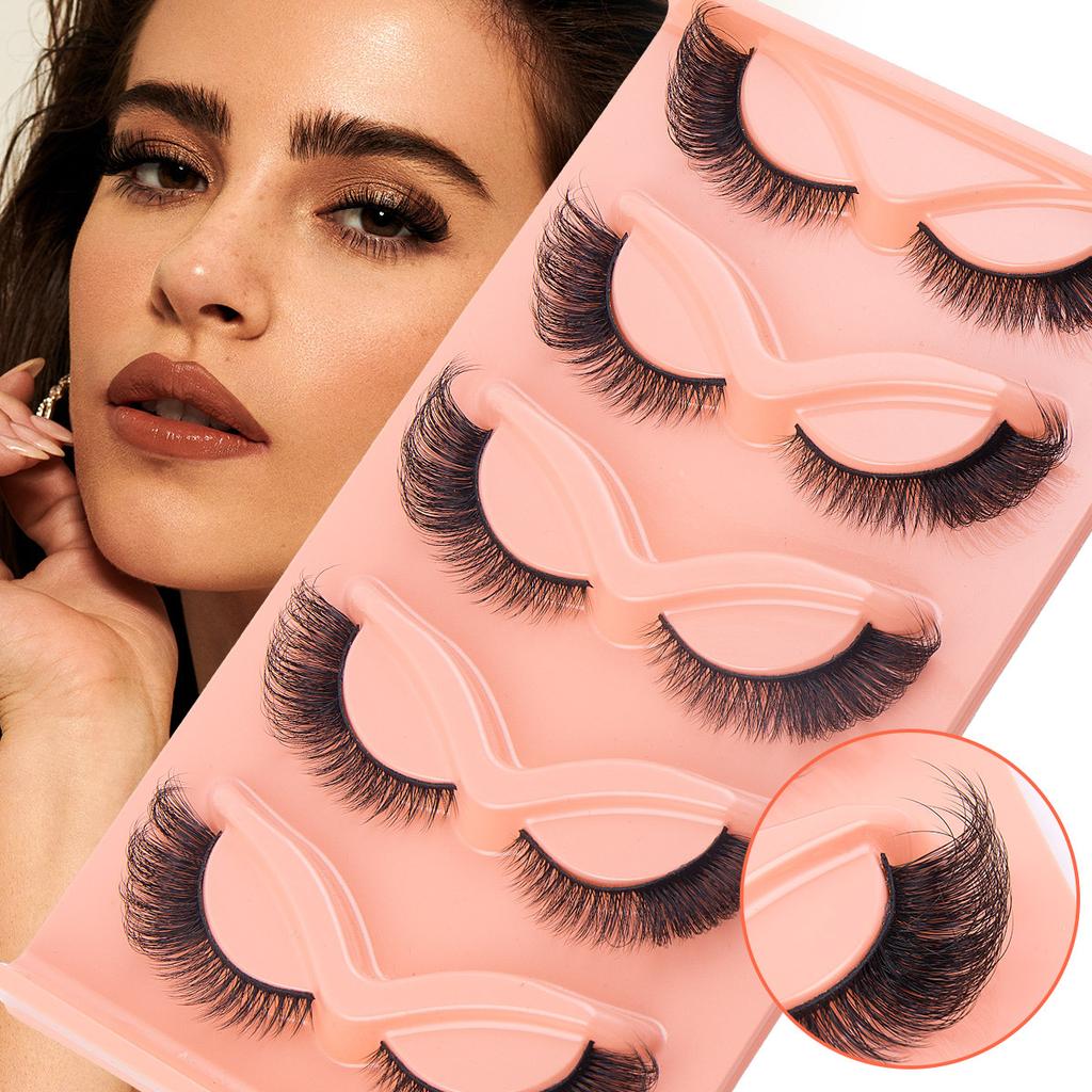 5 Paires De Faux Cils Obliques Renard Volant, Naturels Épais Extrémité des Yeux, Cils Étendus
