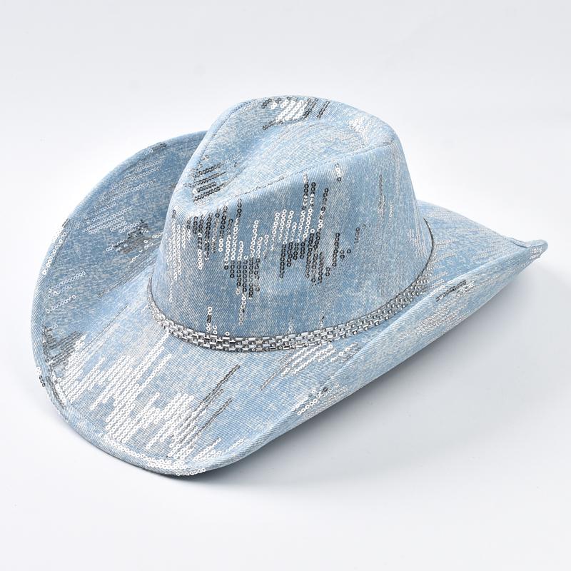 Western Cowboy Hat Washed Denim Cowgirl Jazz Hat Suitable for Daily Casual Wear, Western Cowboy Party, Wedding Shower Dance