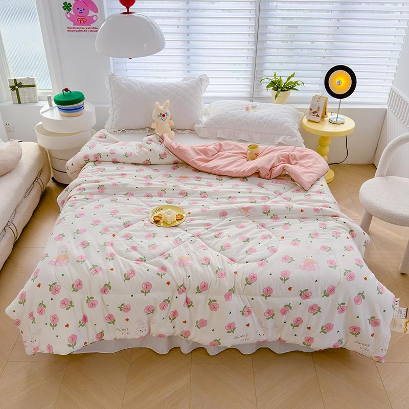Cartoon Dinosaur Summer Quilt Air Conditioning Quilted Quilts for Kids Teens Skin-Friendly Breathable Thin Blanket Washable