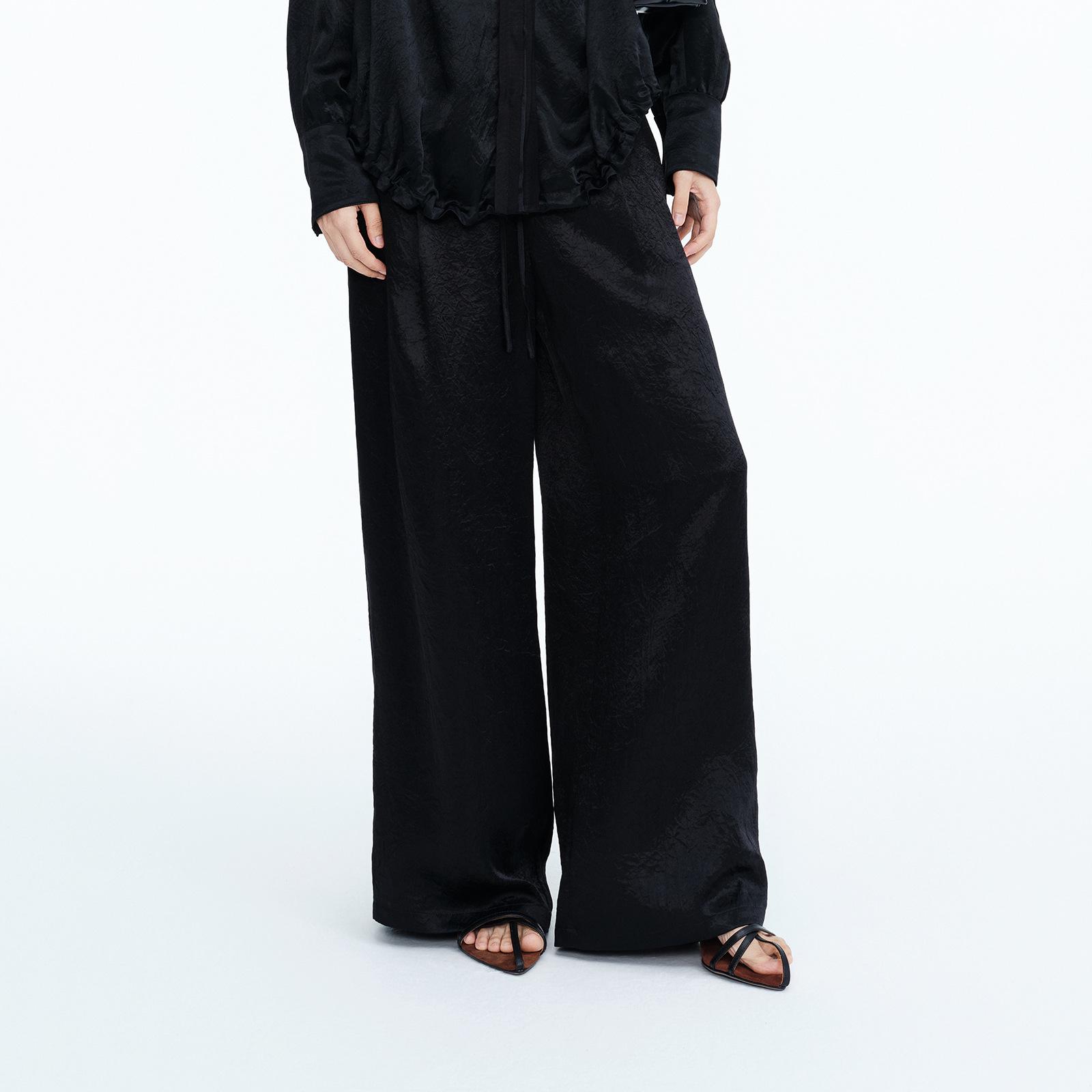 Spring 2026 Elegant Solid Color Acetate Straight-Leg Satin Pants - Slimming, High-End, Casual Style Small