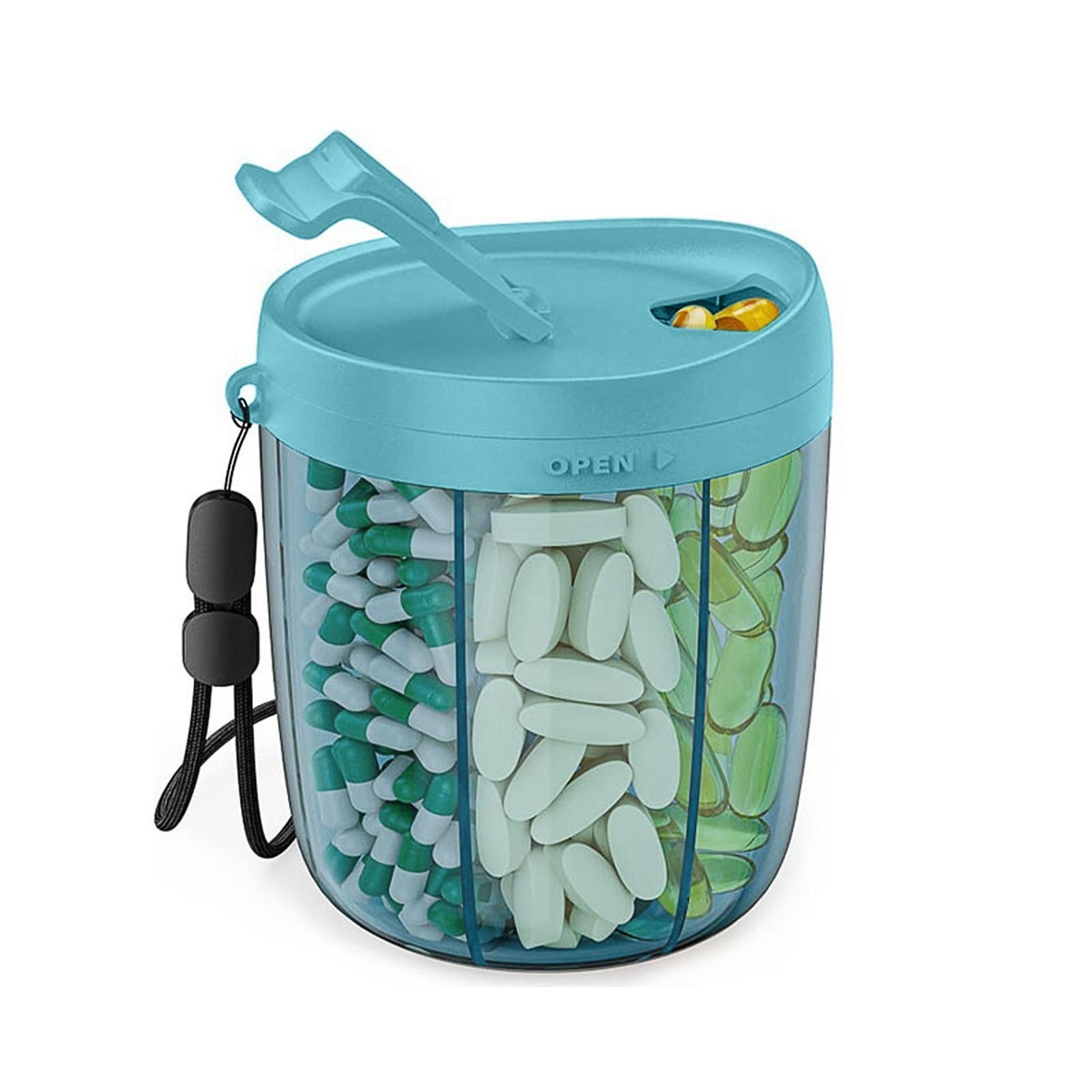 

Симпатичный диспенсер с 7 большими отделениями, портативный органайзер для бутылок с широким отверстием для удобства использования, органайзер для путешествий, не допускающий смешивания, не содержит бисфенол-А One Size синий