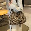 Leopard Print Large Capacity Crossbody Bag Cotton Casual Handbag Soft Multi-functional Popular Shoulder Bag